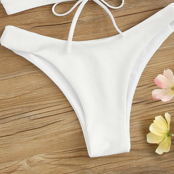 Brand New Shein White Ribbed Bikini - Picture 5 of 6